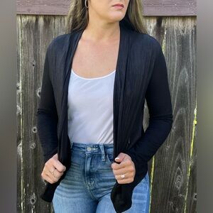 CALVIN Klein Black Faux leather Open Front Cardigan Size Medium